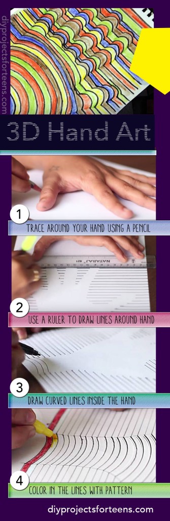 Cool Arts and Crafts Idea for Kids, Adults and Teens | How to Draw a 3D Hand Project - Easy Quick and Fun DIY Idea!