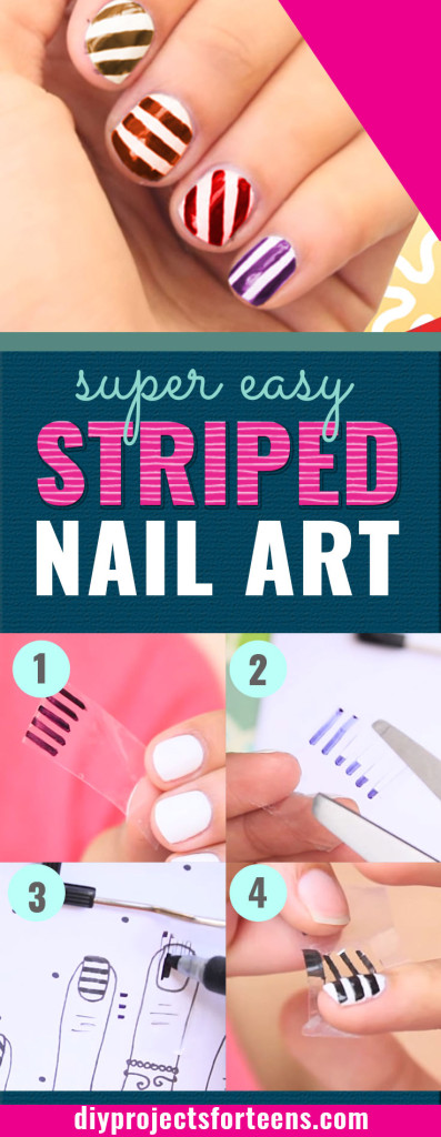 Striped Nail Art Tutorial - Easy Step by Step Instructions for Perfect Striped Nails - Fun Manicure Idea for Both Teens and Adults