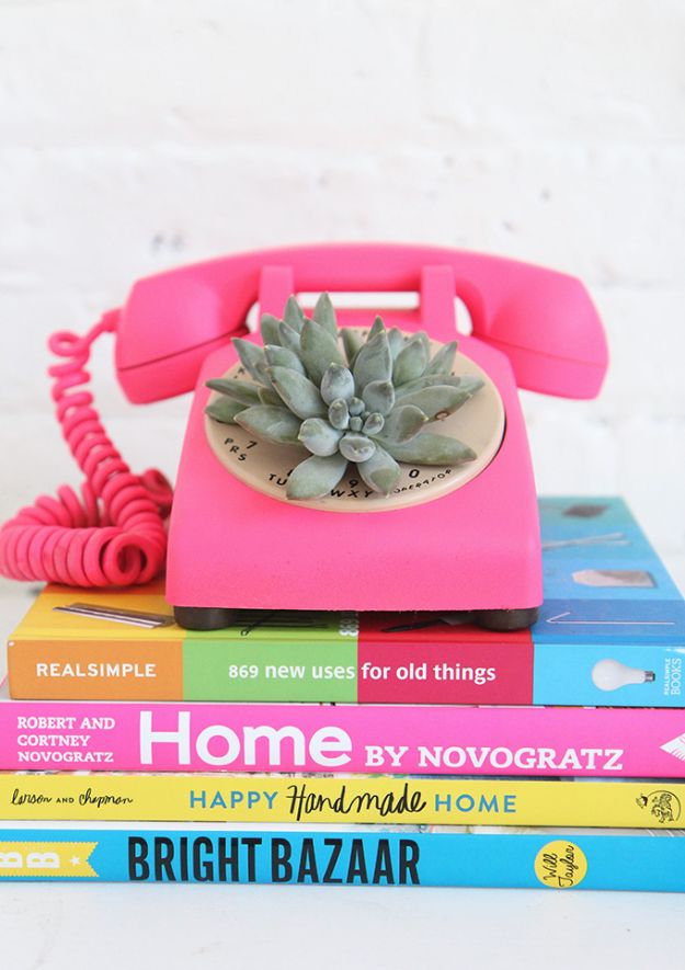 DIY Teen Room Decor Ideas for Girls | DIY Rotary Phone Succulent Planter | Cool Bedroom Decor, Wall Art & Signs, Crafts, Bedding, Fun Do It Yourself Projects and Room Ideas for Small Spaces #diydecor #teendecor #roomdecor #teens #girlsroom