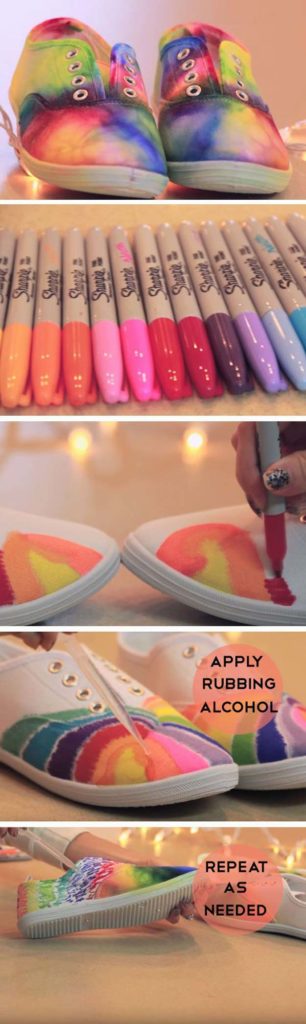 Best DIY Rainbow Crafts Ideas - Rainbow Shoes - Fun DIY Projects With Rainbows Make Cool Room and Wall Decor, Party and Gift Ideas, Clothes, Jewelry and Hair Accessories - Awesome Ideas and Step by Step Tutorials for Teens and Adults, Girls and Tweens http://diyprojectsforteens.com/diy-projects-with-rainbows