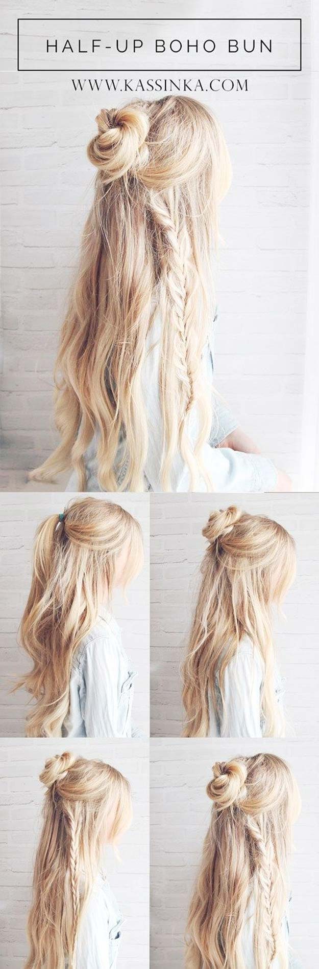Best Hairstyles for Long Hair - Boho Braided Bun Hair - Step by Step Tutorials for Easy Curls, Updo, Half Up, Braids and Lazy Girl Looks. Prom Ideas, Special Occasion Hair and Braiding Instructions for Teens, Teenagers and Adults, Women and Girls 