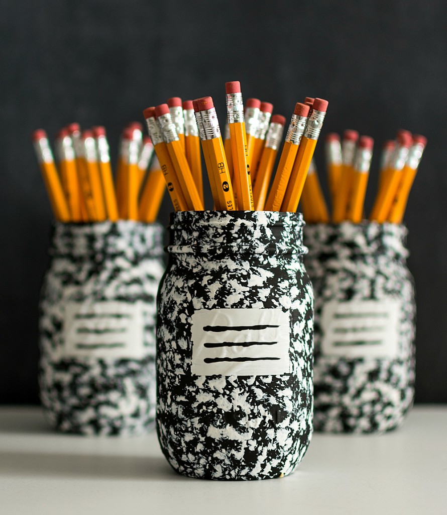Mason Jar Crafts Part - 30: Pencil-Holder-Mason-Jar-Craft-Composition-Book-2-@Mason-Jar-Crafts -Love-890×1024