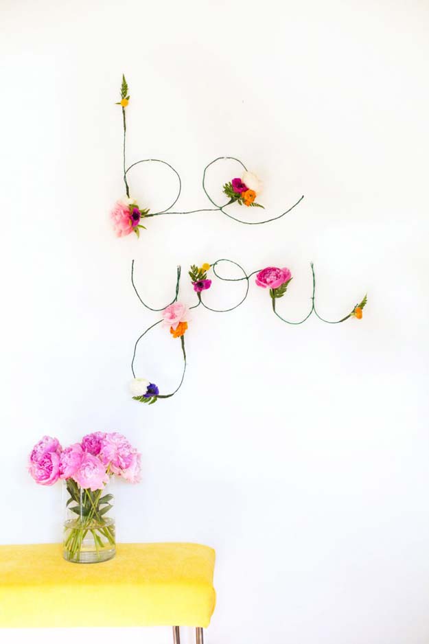 DIY Wall Art Ideas for Teen Rooms - DIY Floral and Wire Words - Cheap and Easy Wall Art Projects for Teenagers - Girls and Boys Crafts for Walls in Bedrooms - Fun Home Decor on A Budget - Cool Canvas Art, Paintings and DIY Projects for Teens http://diyprojectsforteens.com/diy-wall-art-teens