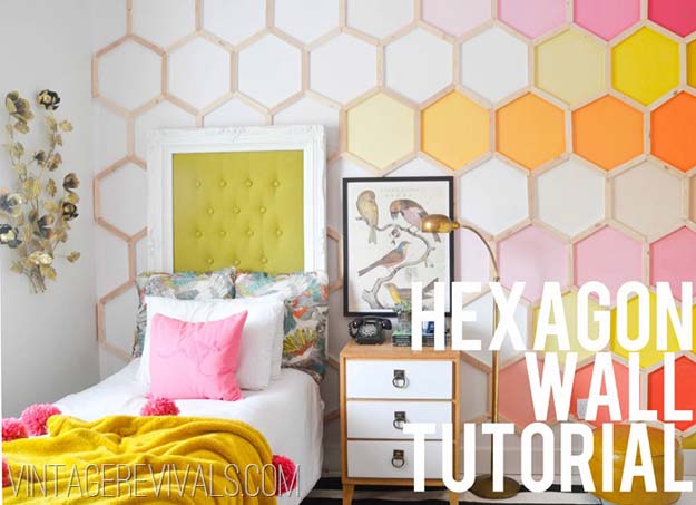 DIY Wall Art Ideas for Teen Rooms - DIY Honeycomb Hexagon Wall Treatment - Cheap and Easy Wall Art Projects for Teenagers - Girls and Boys Crafts for Walls in Bedrooms - Fun Home Decor on A Budget - Cool Canvas Art, Paintings and DIY Projects for Teens http://diyprojectsforteens.com/diy-wall-art-teens