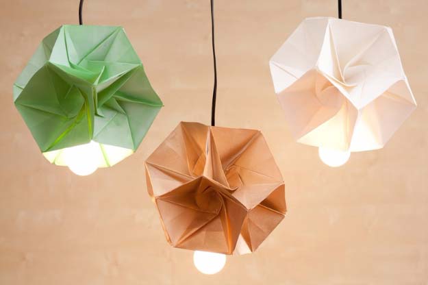 Cool Ways To Use Christmas Lights - DIY Origami Lamp Shades - Best Easy DIY Ideas for String Lights for Room Decoration, Home Decor and Creative DIY Bedroom Lighting - Creative Christmas Light Tutorials with Step by Step Instructions - Creative Crafts and DIY Projects for Teens, Teenagers and Adults http://diyprojectsforteens.com/diy-projects-string-lights