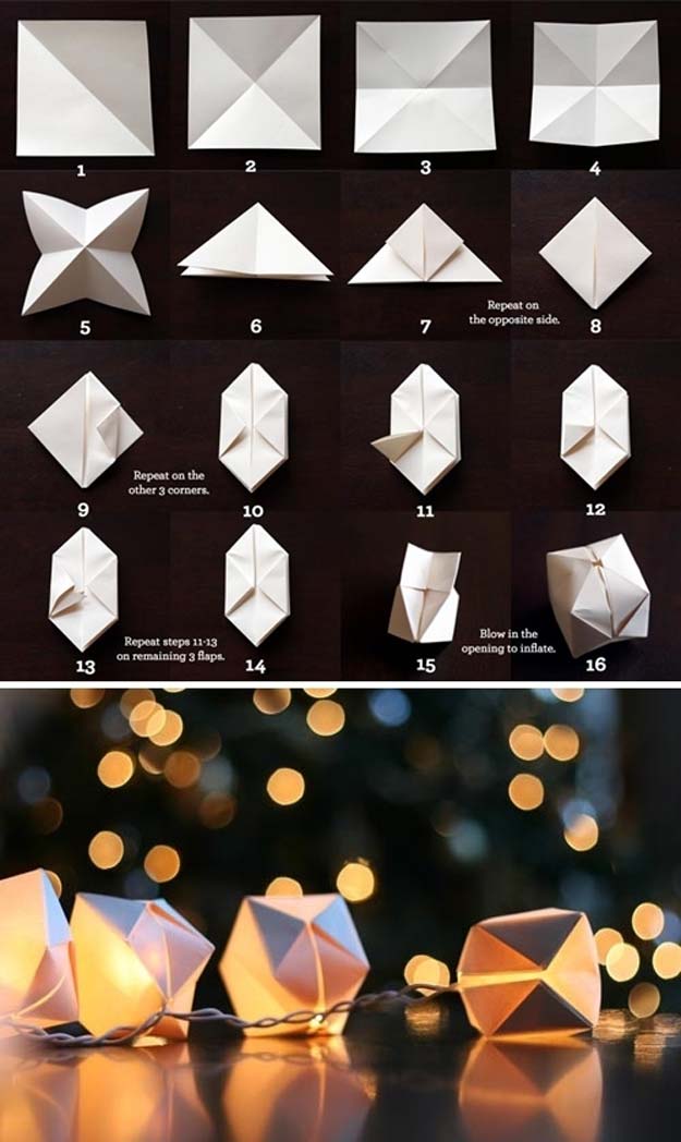 Cool Ways To Use Christmas Lights - DIY Paper Cube String Lights - Best Easy DIY Ideas for String Lights for Room Decoration, Home Decor and Creative DIY Bedroom Lighting - Creative Christmas Light Tutorials with Step by Step Instructions - Creative Crafts and DIY Projects for Teens, Teenagers and Adults http://diyprojectsforteens.com/diy-projects-string-lights