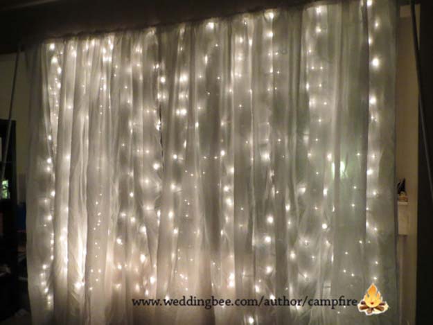 Cool Ways To Use Christmas Lights - DIY Photo Booth Backdrop with String Lights - Best Easy DIY Ideas for String Lights for Room Decoration, Home Decor and Creative DIY Bedroom Lighting - Creative Christmas Light Tutorials with Step by Step Instructions - Creative Crafts and DIY Projects for Teens, Teenagers and Adults http://diyprojectsforteens.com/diy-projects-string-lights