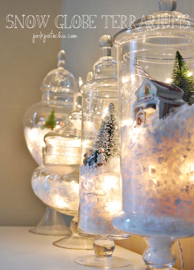 Cool Ways To Use Christmas Lights - DIY Snow Globes Terrariums - Best Easy DIY Ideas for String Lights for Room Decoration, Home Decor and Creative DIY Bedroom Lighting - Creative Christmas Light Tutorials with Step by Step Instructions - Creative Crafts and DIY Projects for Teens, Teenagers and Adults http://diyprojectsforteens.com/diy-projects-string-lights