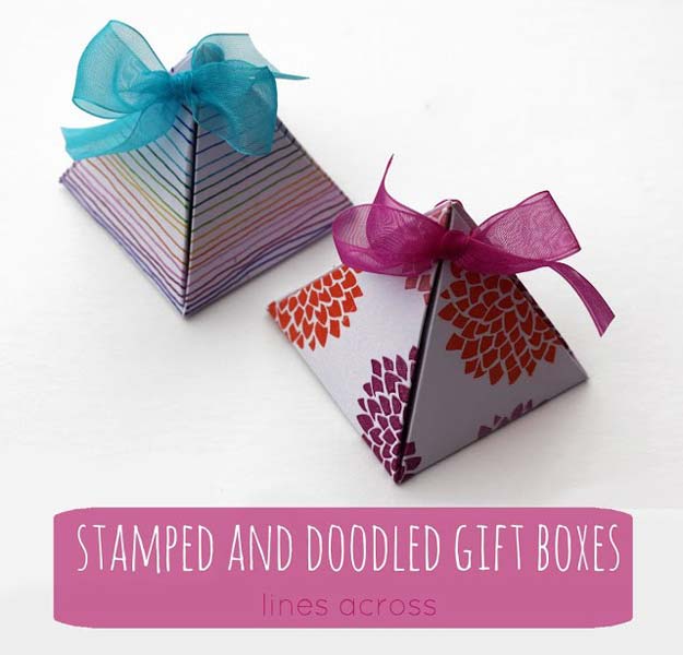 Sharpie Crafts For Teens, Kids and Adults - Stamped and Doodled Gift Boxes for Crafts, cards and more - DIY Projects and Ideas with Sharpies Using Markers on Fabric, Glass, Mugs, T- Shirts, Plates, Paper - Creative Arts and Crafts Ideas for Room Decor, Gifts and Fun Fashion 