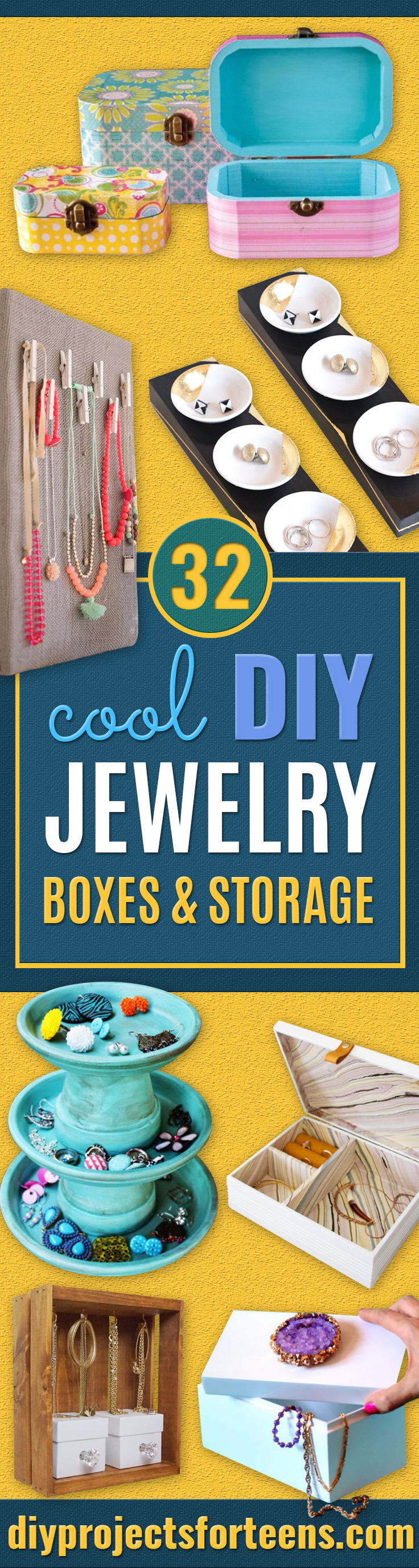 DIY Jewelry Storage - Do It Yourself Crafts and Projects for Organizing, Storing and Displaying Jewelry - Earrings, Rings, Necklaces - Jewelry Tree, Boxes, Hangers - Cheap and Easy Ways To Organize Jewelry in Bedroom and Bathroom - Dollar Store Crafts and Cheap Ideas for Decorating http://diyprojectsforteens.com/diy-jewelry-storage