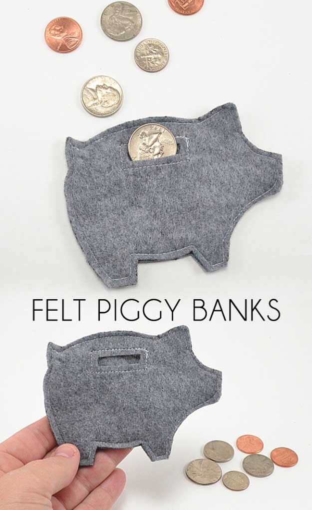 Cool Crafts You Can Make for Less than 5 Dollars | Cheap DIY Projects Ideas for Teens, Tweens, Kids and Adults | Felt Piggy Banks #teencrafts #cheapcrafts #crafts/