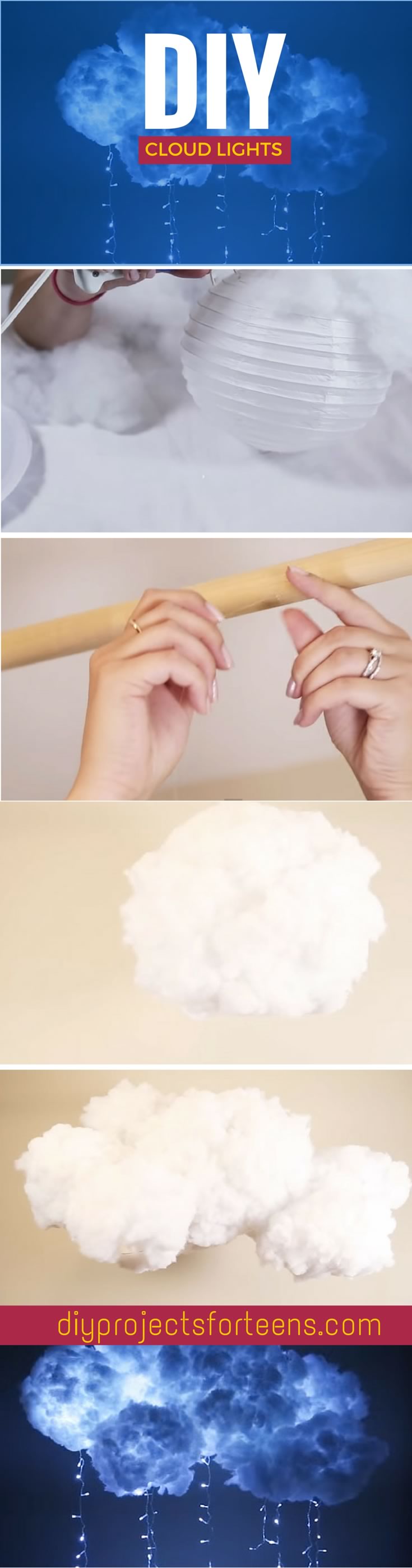 DIY Projects For Teens Room Ideas - Easy DIY Made- Make Clouds With String Lights