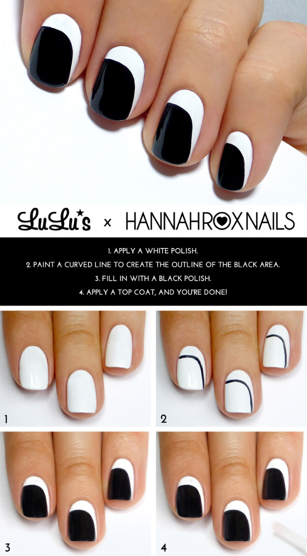 easy black and white nail art