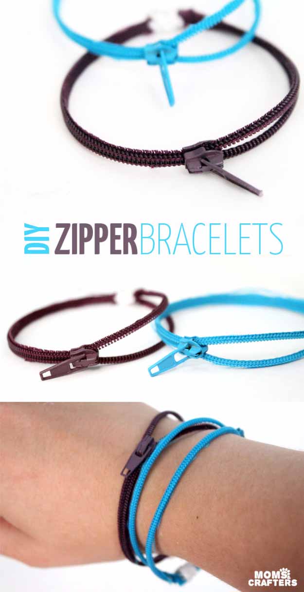Cool Crafts You Can Make for Less than 5 Dollars | Cheap DIY Projects Ideas for Teens, Tweens, Kids and Adults | DIY Zipper Bracelets #teencrafts #cheapcrafts #crafts/
