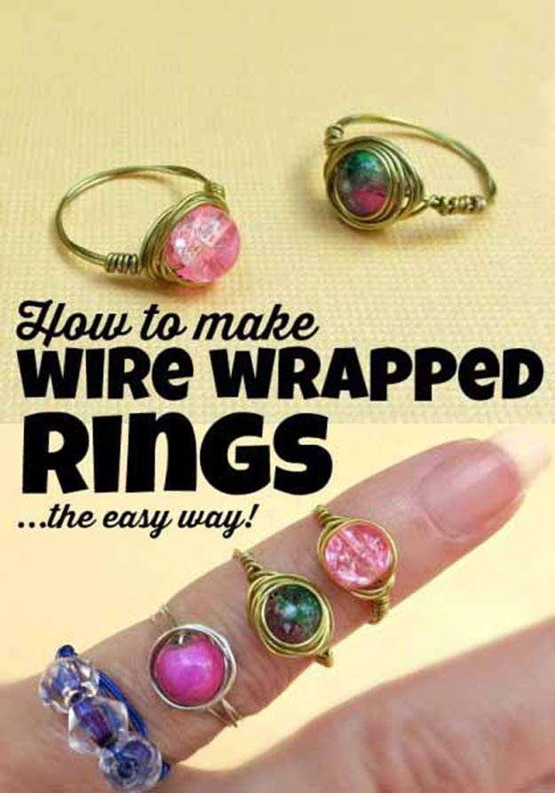 Cool Crafts for Teen Girls - Best DIY Projects for Teenage Girls - Wire Wrapped Bead Rings #teencrafts #diyteens #coolcrafts #crafts #diyideas