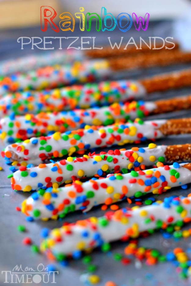 34 Fun Foods for Kids & Teens | Cool and Easy Recipes for Kids & Teenagers to Make At Home | Easy Rainbow Pretzel Wands 