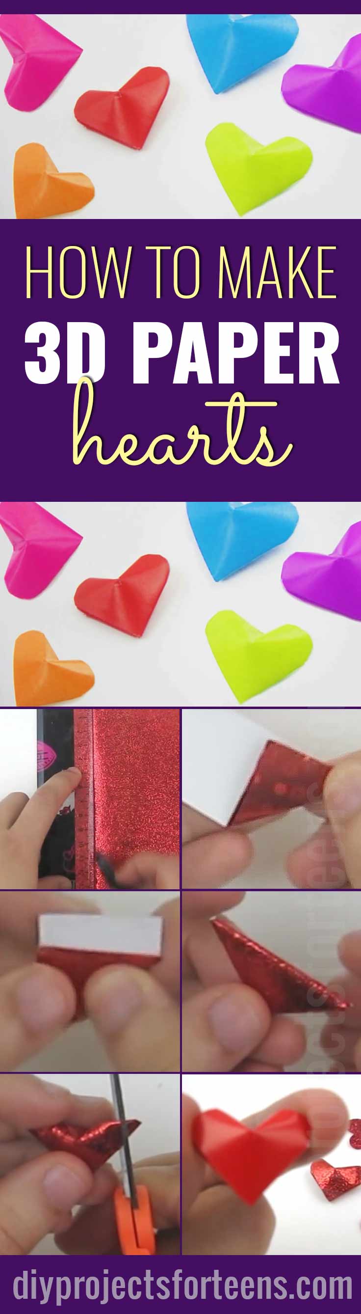 Cool Arts and Crafts Ideas for Teens, Kids and Even Adults | Cheap, Fun and Easy DIY Projects, Awesome Craft Tutorials for Teenagers | School, Home, Room Decor and Awesome Gift Ideas | 3d paper hearts| http://stage.diyprojectsforteens.com/arts-and-crafts-ideas-for-teens