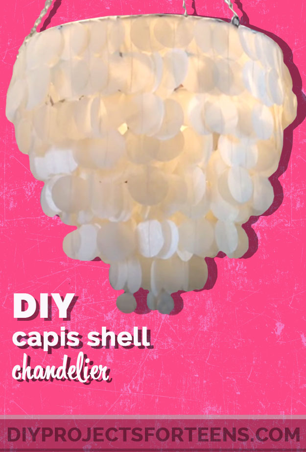 DIY Capiz Shell Chandelier Tutorial for Cool Teens Room Decor - Cute Girls Crafts for Awesome Bedroom Decor - Fun DIY Light Projects 