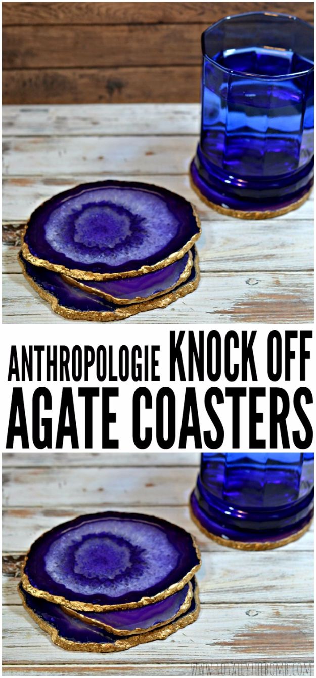 Anthropologie DIY Hacks, Clothes, Sewing Projects and Jewelry Fashion - Pillows, Bedding and Curtains - Tables and furniture - Mugs and Kitchen Decorations - DIY Room Decor and Cool Ideas for the Home | Anthropologie Knock Off DIY Agate Coasters 