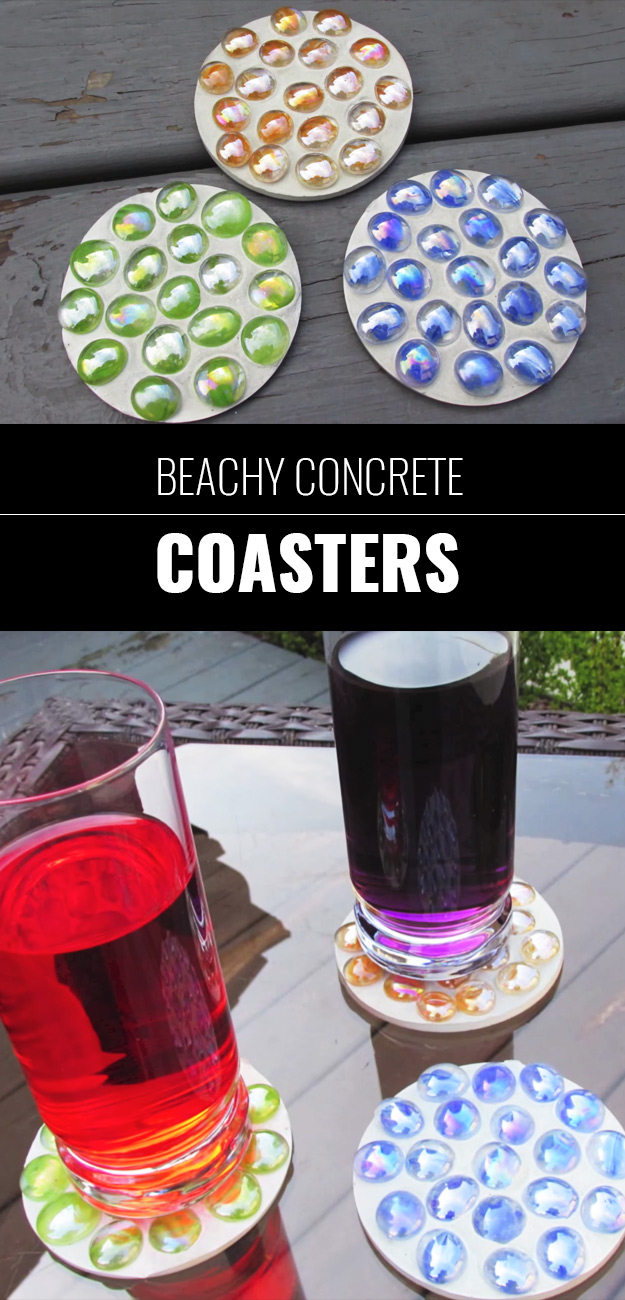 Cool DIY Ideas for Fun and Easy Crafts - DIY Beachy Concrete Coasters - DIY Moon Pendant for Easy DIY Lighting in Teens Rooms - Dip Dyed String Wall Hanging - DIY Mini Easel Makes Fun DIY Room Decor Idea - Awesome Pinterest DIYs that Are Not Impossible To Make - Creative Do It Yourself Craft Projects for Adults, Teens and Tweens #diyteens #teencrafts #funcrafts #fundiy #diyideas 