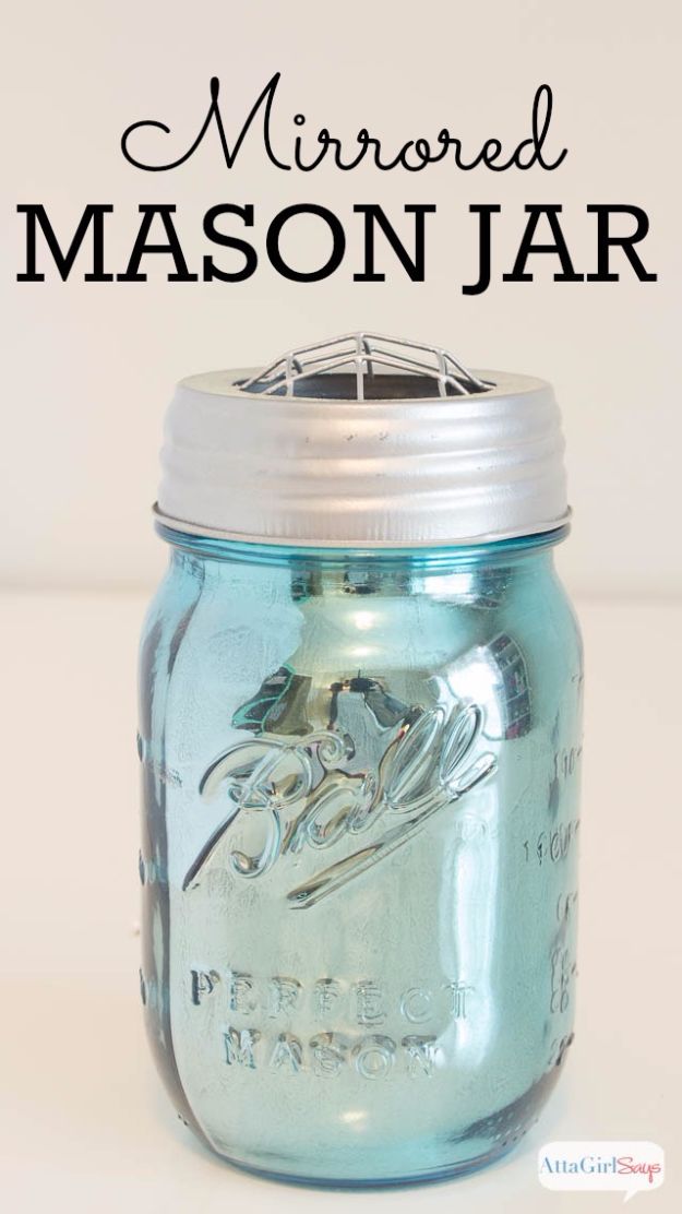 Cute DIY Mason Jar Ideas - Mirrored Mason Jar Mercury Glass- Fun Crafts, Creative Room Decor, Homemade Gifts, Creative Home Decor Projects and DIY Mason Jar Lights - Cool Crafts for Teens and Tween Girls http://diyprojectsforteens.com/cute-diy-mason-jar-crafts 