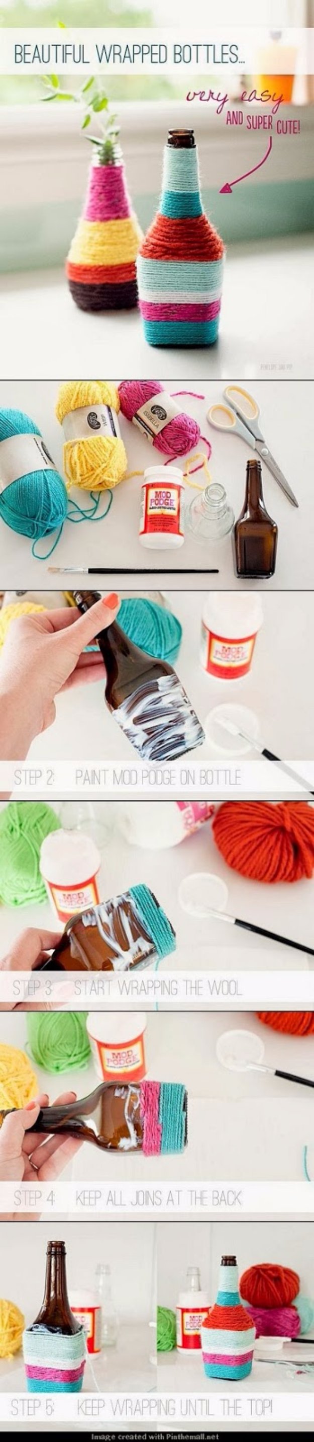 Crafts to Make and Sell - Beautiful Wrapped Bottles DIY - Cool and Cheap Craft Projects and DIY Ideas for Teens and Adults to Make and Sell - Fun, Cool and Creative Ways for Teenagers to Make Money Selling Stuff to Make #teencrafts #diyideas #craftstosell