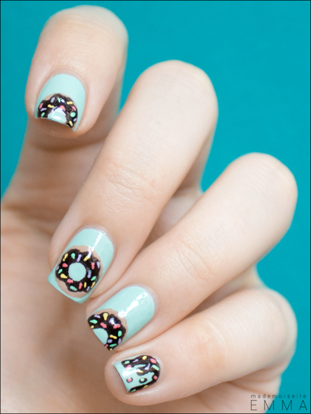 Awesome Nail Art Patterns And Ideas - Donut Nail Art - Step by Step DIY Nail Design Tutorials for Simple Art, Tribal Prints, Best Black and White Manicures. Easy and Fun Colors, Shapes and Designs for Your Nails http://diyprojectsforteens.com/best-nail-art-patterns-tutorials
