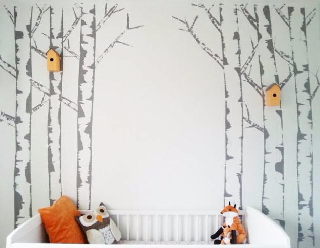 DIY Ideas for Painting Walls - Painted Birch Forest Feature Wall - Cool Ways To Paint Walls - Techniques, Tips, Stencils, Tutorials, Fun Colors and Creative Designs for Living Room, Bedroom, Kids Room, Bathroom and Kitchen #homeimprovement #diydecor #roomideas #teenrooms #walldecor #paintingideas