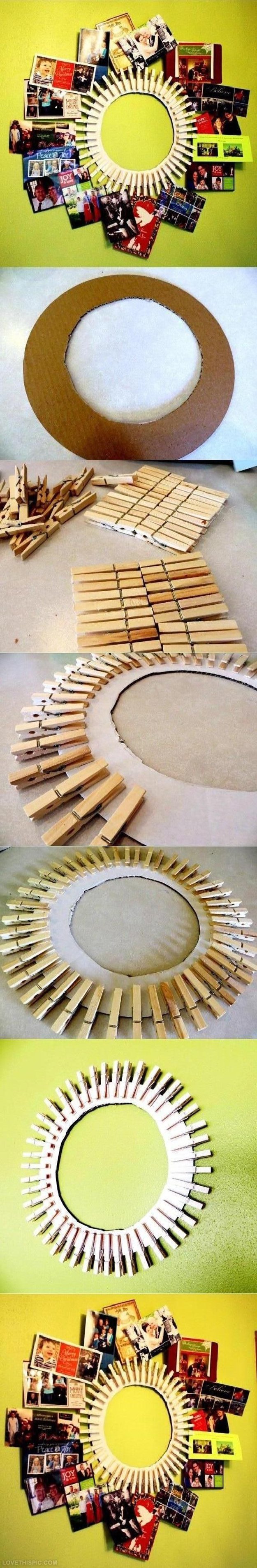 Best DIY Picture Frames and Photo Frame Ideas - DIY Clothespin Frame - How To Make Cool Handmade Projects from Wood, Canvas, Instagram Photos. Creative Birthday Gifts, Fun Crafts for Friends and Wall Art Tutorials #diyideas #diygifts #teencrafts