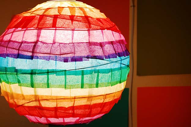 Best DIY Rainbow Crafts Ideas - Rainbow Bright Paper Lantern - Fun DIY Projects With Rainbows Make Cool Room and Wall Decor, Party and Gift Ideas, Clothes, Jewelry and Hair Accessories - Awesome Ideas and Step by Step Tutorials for Teens and Adults, Girls and Tweens 