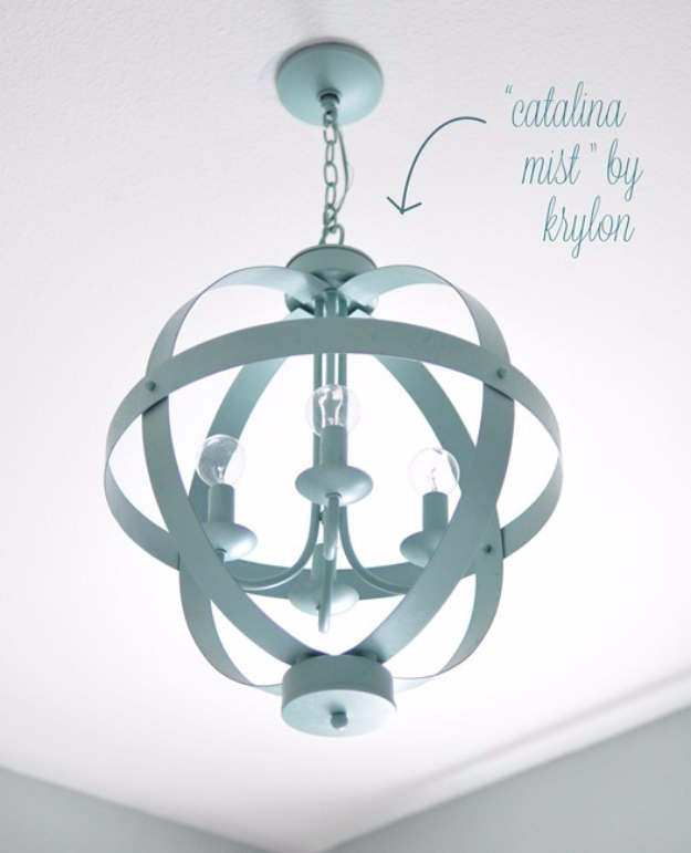 Cool Turquoise Room Decor Ideas - Spray Painted Chandelier - Fun Aqua Decorating Looks and Color for Teen Bedroom, Bathroom, Accent Walls and Home Decor - Fun Crafts and Wall Art for Your Room 