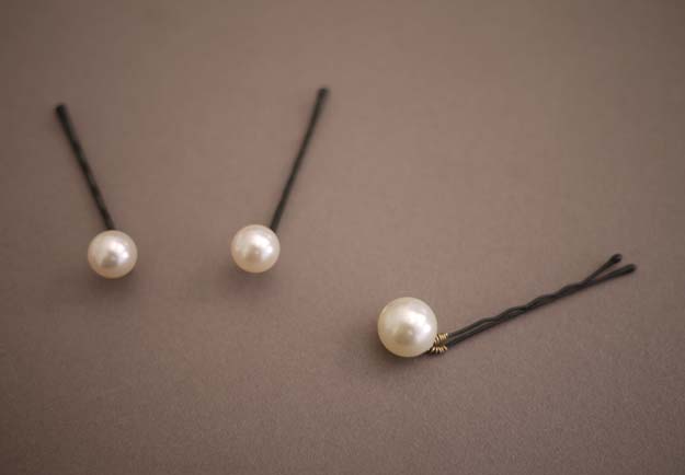 38 Creative DIY Hair Accessories - Chanel Pearl Hair Pins - Create Pretty Hairstyles for Women, Teens and Girls with These Easy Tutorials - Vintage and Boho Looks for Prom and Wedding - Step by Step Instructions for Cool Headbands, Barettes, Pony Tail Holders, Hair Clips, Bobby Pins and Bows 