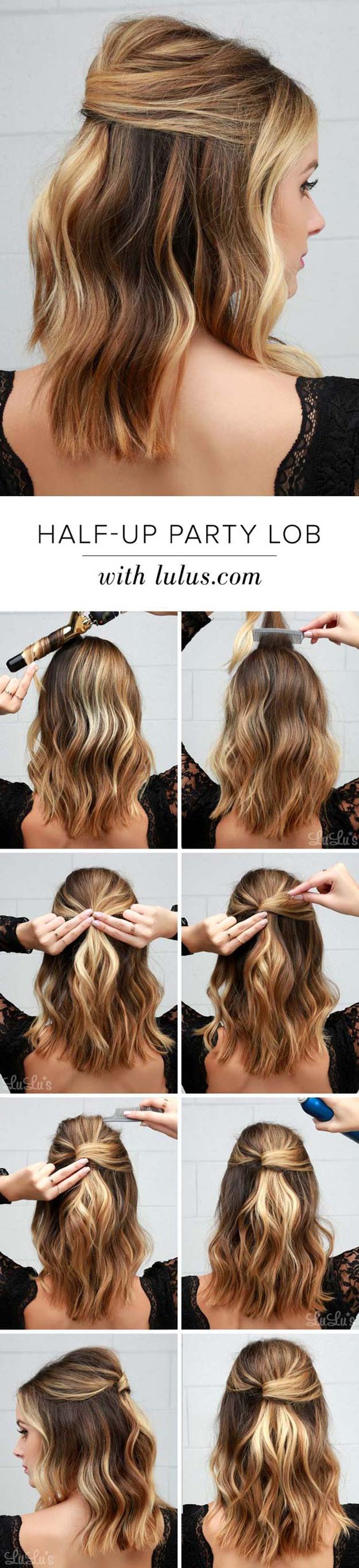 Cool and Easy DIY Hairstyles - Half Party Lob - Quick and Easy Ideas for Back to School Styles for Medium, Short and Long Hair - Fun Tips and Best Step by Step Tutorials for Teens, Prom, Weddings, Special Occasions and Work. Up dos, Braids, Top Knots and Buns, Super Summer Looks #hairstyles #hair #teens #easyhairstyles #diy #beauty