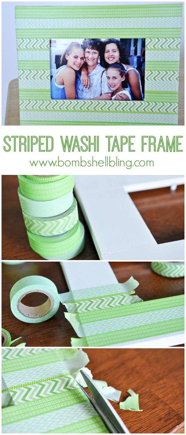 Best DIY Picture Frames and Photo Frame Ideas - DIY Washi Tape Picture Frame - How To Make Cool Handmade Projects from Wood, Canvas, Instagram Photos. Creative Birthday Gifts, Fun Crafts for Friends and Wall Art Tutorials #diyideas #diygifts #teencrafts
