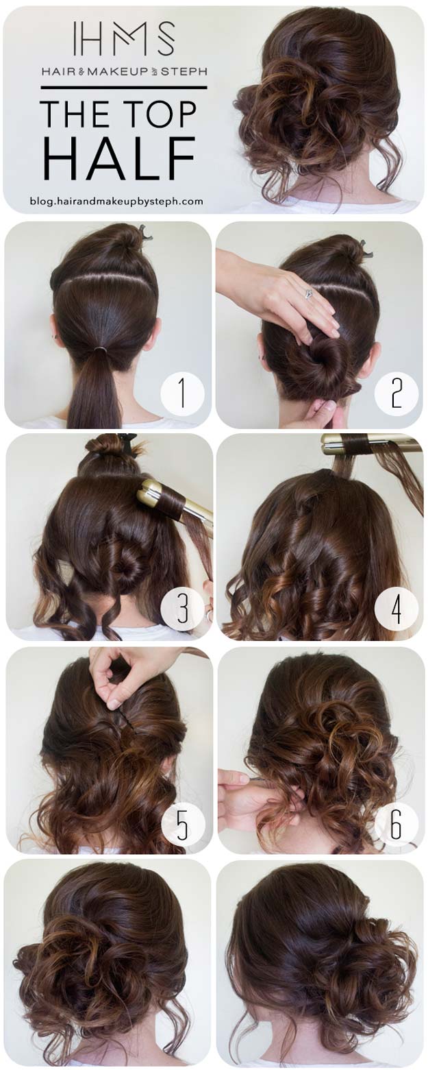 Cool and Easy DIY Hairstyles - The Top Half - Quick and Easy Ideas for Back to School Styles for Medium, Short and Long Hair - Fun Tips and Best Step by Step Tutorials for Teens, Prom, Weddings, Special Occasions and Work. Up dos, Braids, Top Knots and Buns, Super Summer Looks #hairstyles #hair #teens #easyhairstyles #diy #beauty