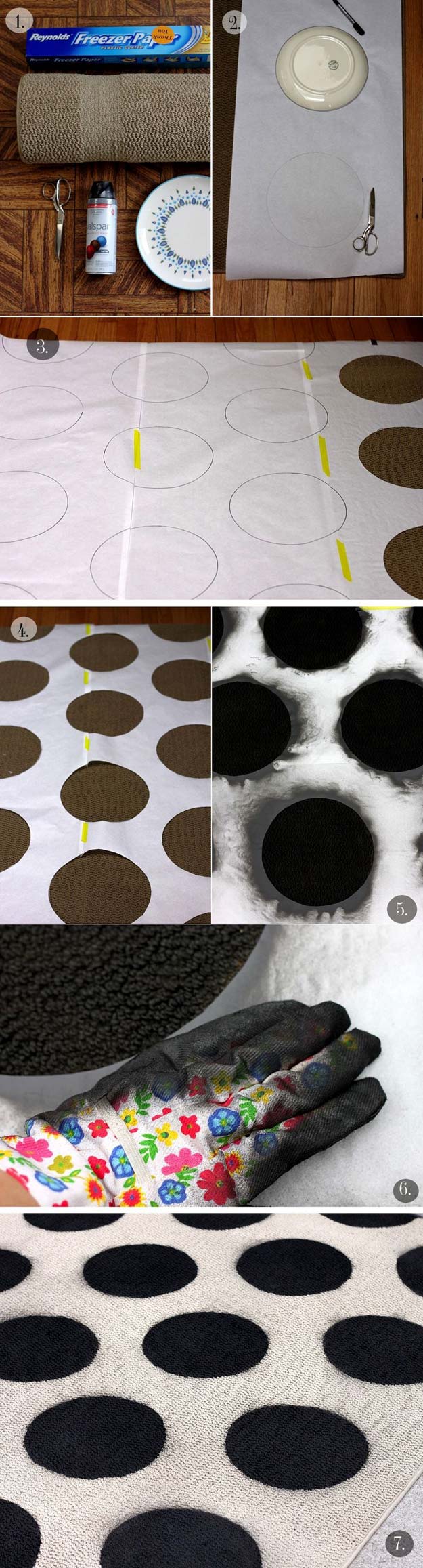 DIY Polka Dot Crafts and Projects - DIY Polka Dot Rug - Cool Clothes, Room and Home Decor, Wall Art, Mason Jars and Party Ideas, Canvas, Fabric and Paint Project Tutorials - Fun Craft Ideas for Teens, Kids and Adults Make Awesome DIY Gifts