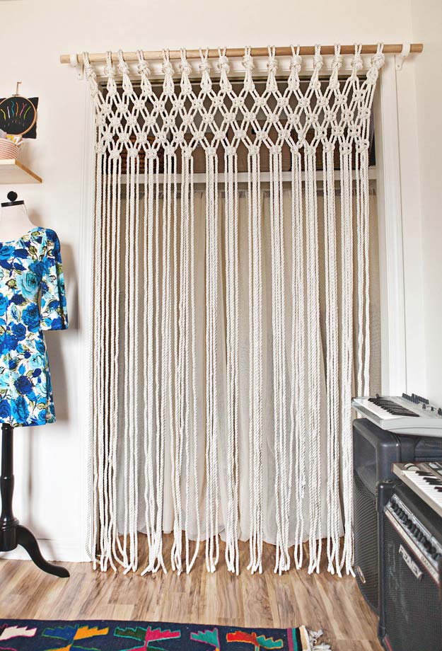 DIY Dorm Room Decor Ideas - Macrame Curtain - Cheap DIY Dorm Decor Projects for College Rooms - Cool Crafts, Wall Art, Easy Organization for Girls - Fun DYI Tutorials for Teens and College Students #diyideas #roomdecor #diy #collegelife #teencrafts