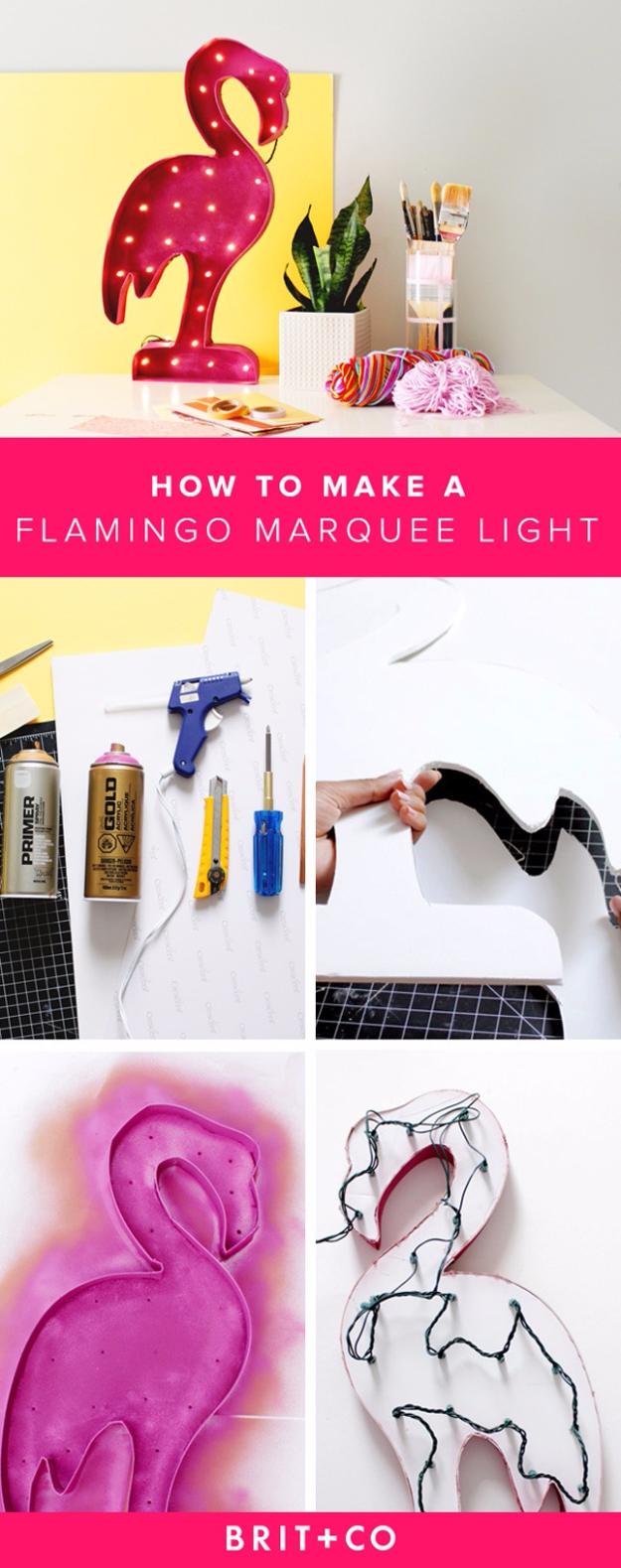 DIY Lighting Ideas for Teen and Kids Rooms - Flamingo Marquee Light - Fun DIY Lights like Lamps, Pendants, Chandeliers and Hanging Fixtures for the Bedroom plus cool ideas With String Lights. Perfect for Girls and Boys Rooms, Teenagers and Dorm Room Decor 