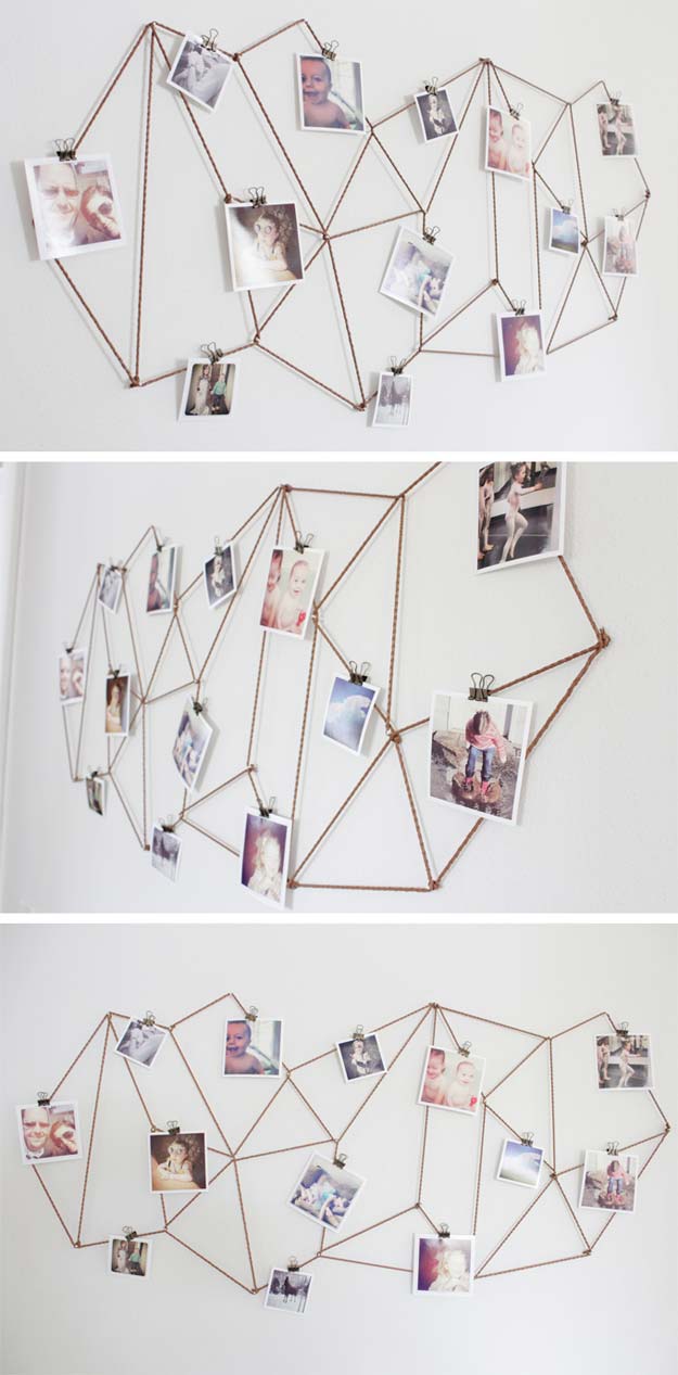 DIY Dorm Room Decor Ideas - Geometric Photo Display - Cheap DIY Dorm Decor Projects for College Rooms - Cool Crafts, Wall Art, Easy Organization for Girls - Fun DYI Tutorials for Teens and College Students #diyideas #roomdecor #diy #collegelife #teencrafts