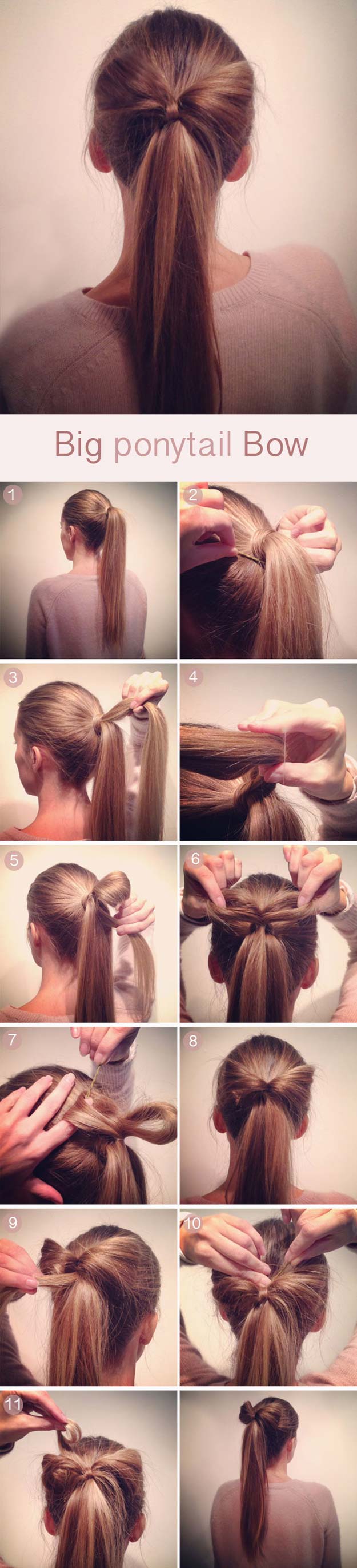 Best Hairstyles for Long Hair - Big Pony Tail Hair Bow - Step by Step Tutorials for Easy Curls, Updo, Half Up, Braids and Lazy Girl Looks. Prom Ideas, Special Occasion Hair and Braiding Instructions for Teens, Teenagers and Adults, Women and Girls 