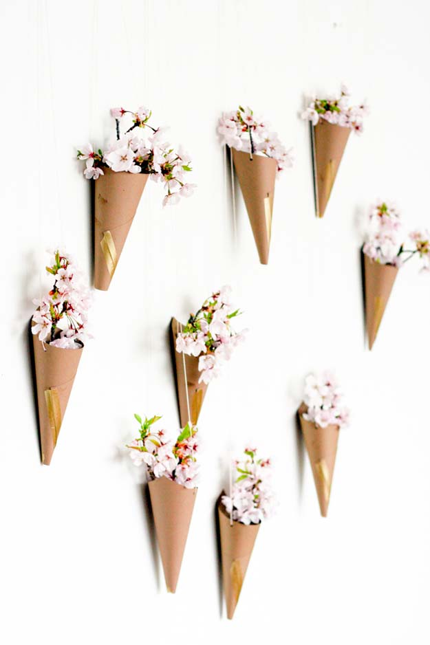 DIY Dorm Room Decor Ideas - Blossoming Flower Cone Wall Display - Cheap DIY Dorm Decor Projects for College Rooms - Cool Crafts, Wall Art, Easy Organization for Girls - Fun DYI Tutorials for Teens and College Students #diyideas #roomdecor #diy #collegelife #teencrafts