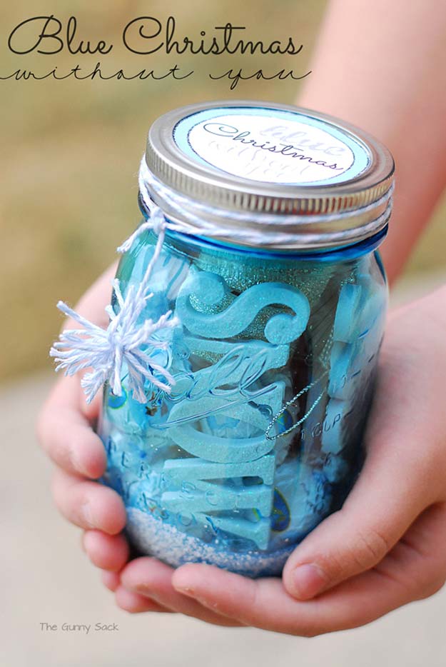 Cute DIY Mason Jar Gift Ideas for Teens - Blue Christmas Without You - Best Christmas Presents, Birthday Gifts and Cool Room Decor Ideas for Girls and Boy Teenagers - Fun Crafts and DIY Projects for Snow Globes, Dollar Store Crafts and Valentines for Kids