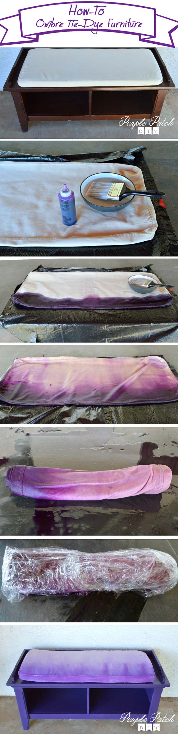 DIY Purple Room Decor - DIY Ombre Tie Dye- Best Bedroom Ideas and Projects in Purple - Cool Accessories, Crafts, Wall Art, Lamps, Rugs, Pillows for Adults, Teen and Girls Room 