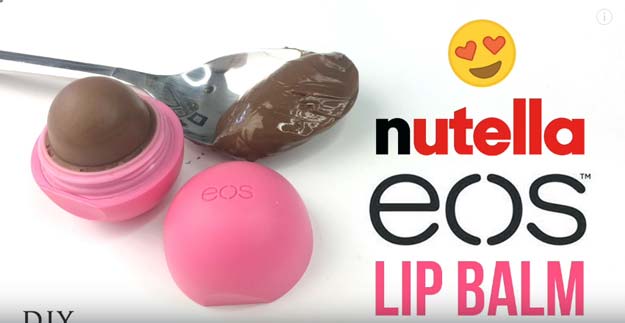 Best DIY EOS Projects - DIY EOS Made From Nutella - Turn Old EOS Containers Into Cool Crafts Ideas Like Lip Balm, Galaxy, Gumball Machine, and Watermelon - Fun, Cheap and Easy DIY Projects Tutorials and Videos for Teens, Tweens, Kids and Adults s