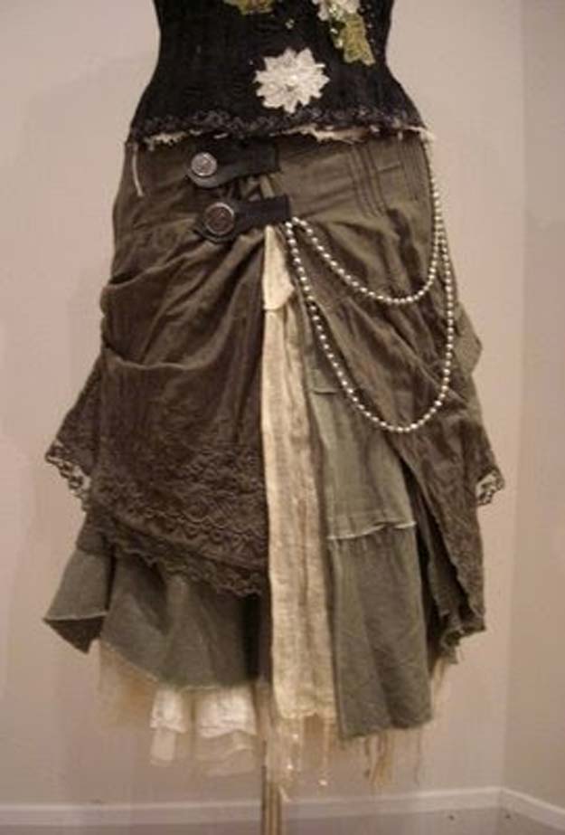Cool Steampunk DIY Ideas - DIY Steampunk Skirt - Easy Home Decor, Costume Ideas, Jewelry, Crafts, Furniture and Steampunk Fashion Tutorials - Clothes, Accessories and Best Step by Step Tutorials - Creative DIY Projects for Adults, Teens and Tweens