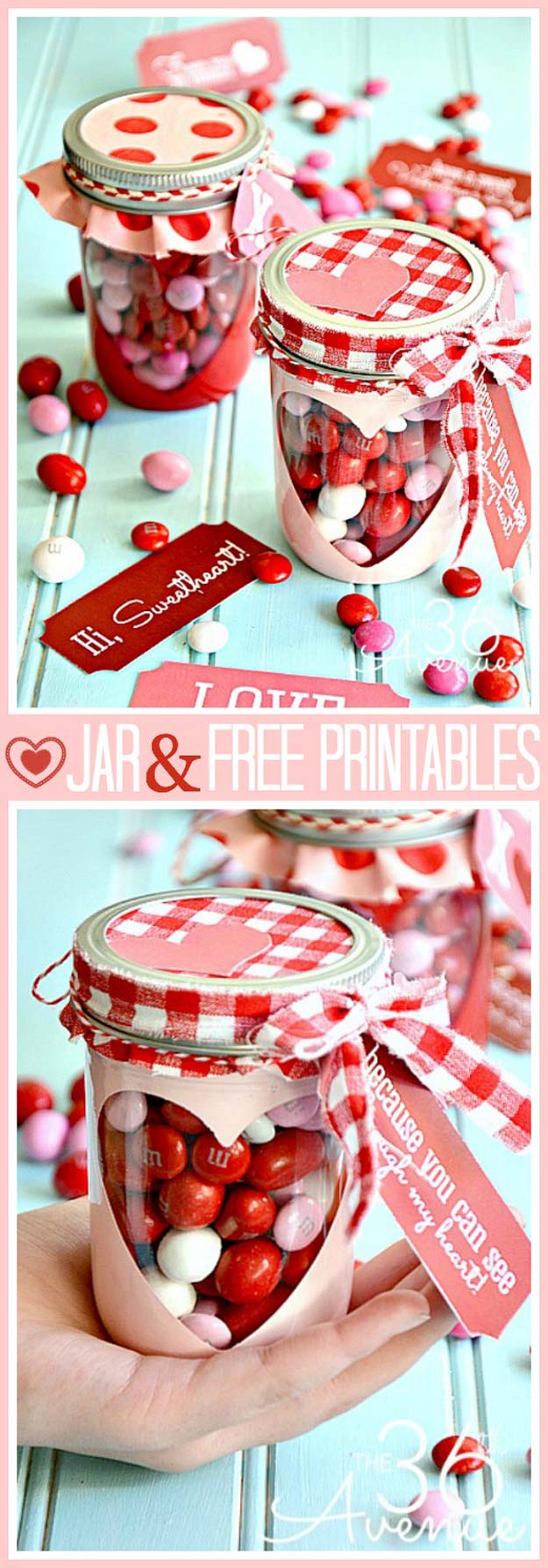Best Mason Jar Valentine Crafts - Free Valentine Printable And Heart Candy Jar - Cute Mason Jar Valentines Day Gifts and Crafts | Easy DIY Ideas for Valentines Day for Homemade Gift Giving and Room Decor | Creative Home Decor and Craft Projects for Teens, Teenagers, Kids and Adults 