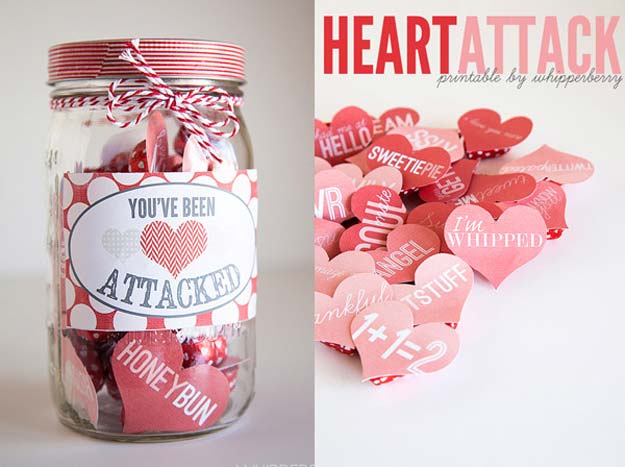 Best Mason Jar Valentine Crafts - Heart Attack Mason Jar - Cute Mason Jar Valentines Day Gifts and Crafts | Easy DIY Ideas for Valentines Day for Homemade Gift Giving and Room Decor | Creative Home Decor and Craft Projects for Teens, Teenagers, Kids and Adults 
