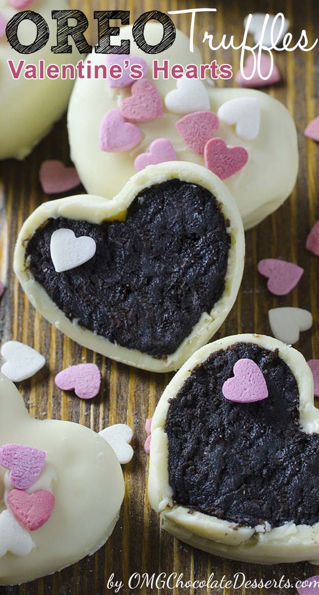 Best Valentines Cookies - Oreo Truffles Valentine’s Hearts - Easy Cookie Recipes and Recipe Ideas for Valentines Day - Cute DIY Decorated Cookies for Kids, Homemade Box Cookies and Bouquet Ideas - Sugar Cookie Icing Tutorials With Step by Step Instructions - Quick, Cheap Valentine Gift Ideas for Him and Her 