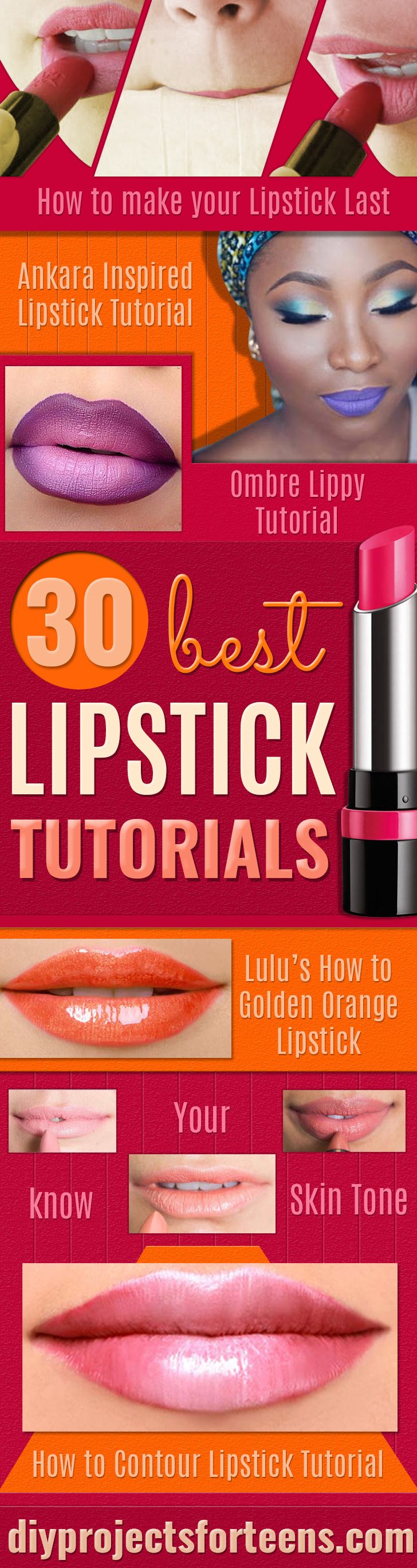 Lipstick Tutorials - Best Step by Step Makeup Tutorial How To - Easy and Quick Ways to Apply Lipstick and Awesome Beauty Ideas - Cool Ideas for Teen Makeup for School, Party and Special Occasion - Makeup Tutorials for Beginners - Lip Liner Tips and Tricks to Add Volume, DIY Lip Techniques for Fuller Lips - DIY Projects and Crafts for Teens 