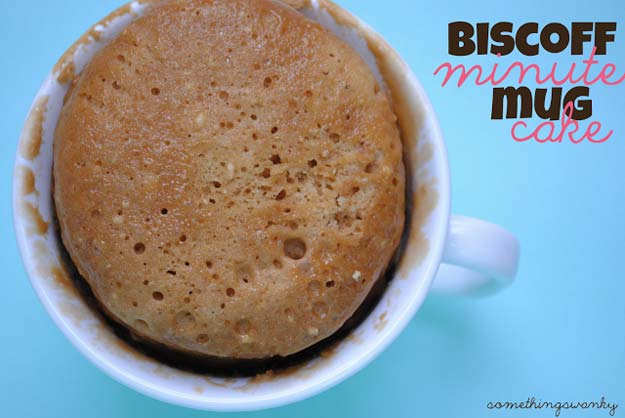 Easy Mug Cake Recipes - Biscoff Minute Mug Cake - Best Microwave Cakes and Ideas for Baking Ckae in The Microwave - Chocolate, Vanilla, Healthy, Snickerdoodle, Peanut Butter, Bownie and Nutella - Step by Step Tutorials and Instructions - Besy DIY Projects and Recipes for Teens and Teenagers - 
